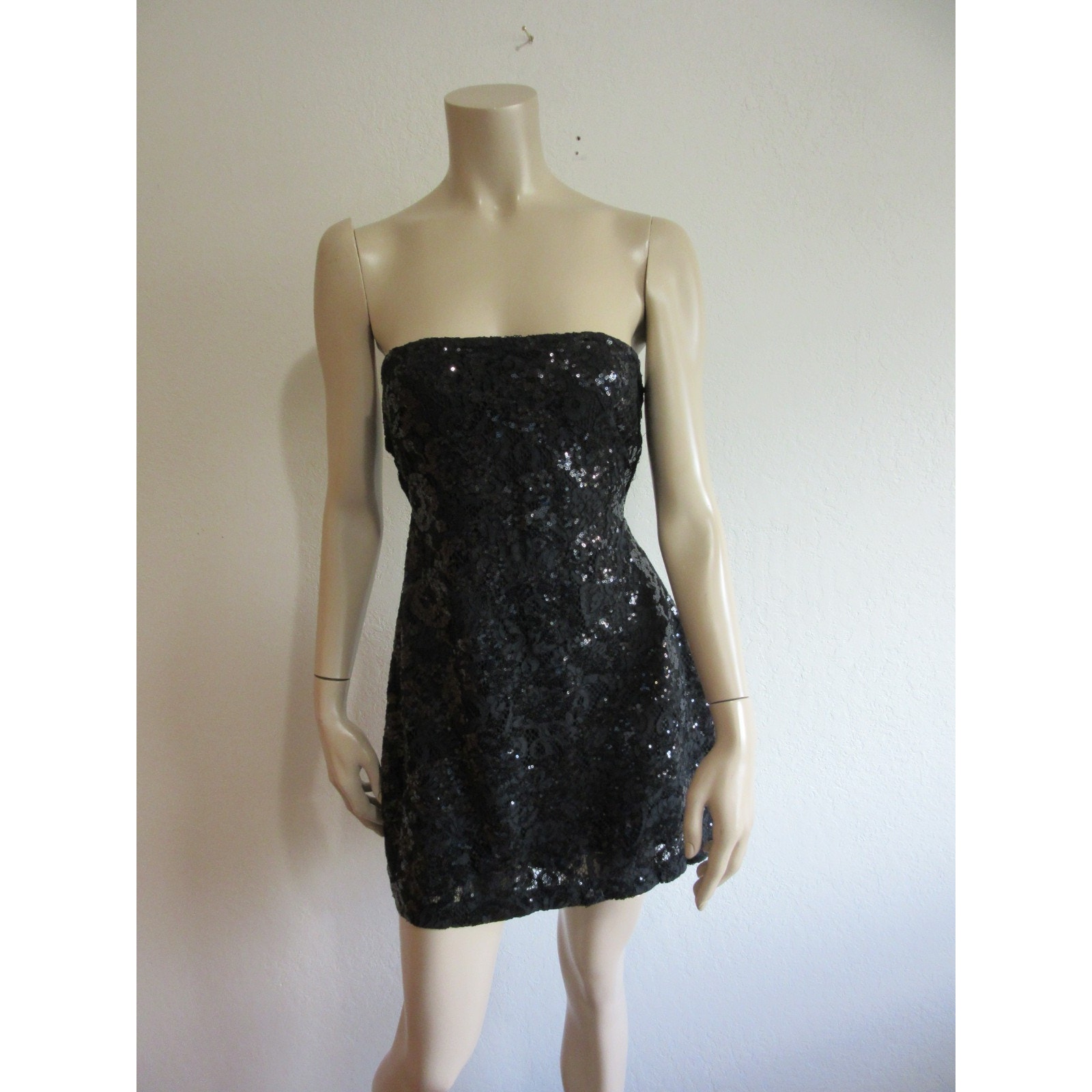 Free People Black Sequins S Mini Dress Strapless Evening Clubwear Party